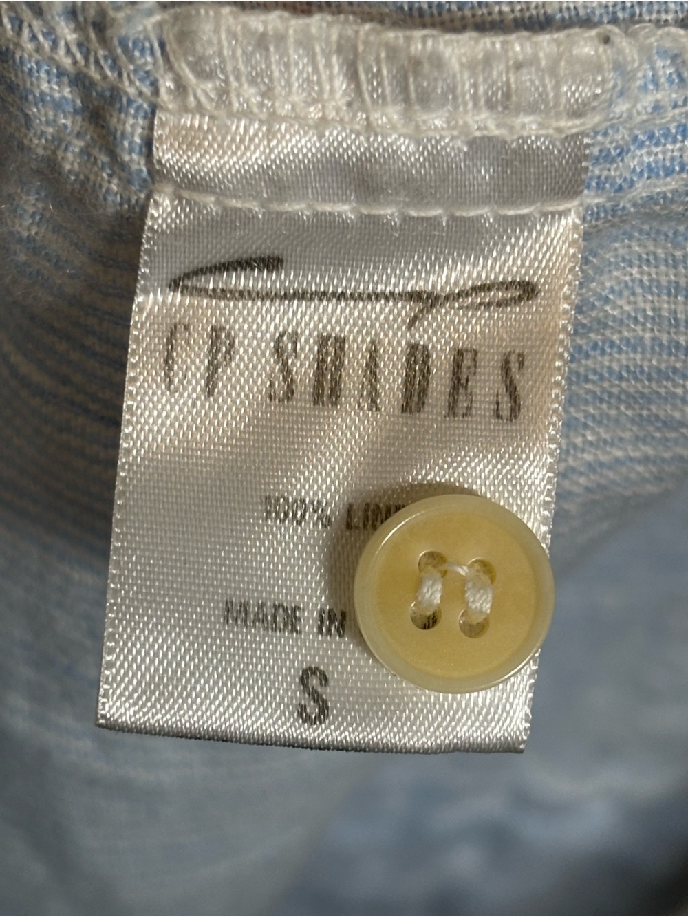 CP Shades Long-Sleeve Button-Up Linen Shirt-Light Blue/White Striped-Women Small - Picture 5 of 5